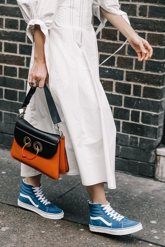 total white look dress and vans